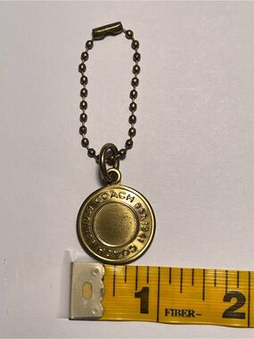 COACH Round Medallion Hang Tag Keychain with Ball-chain